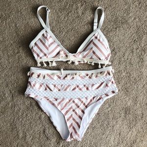 High Waisted Tassel Bikini